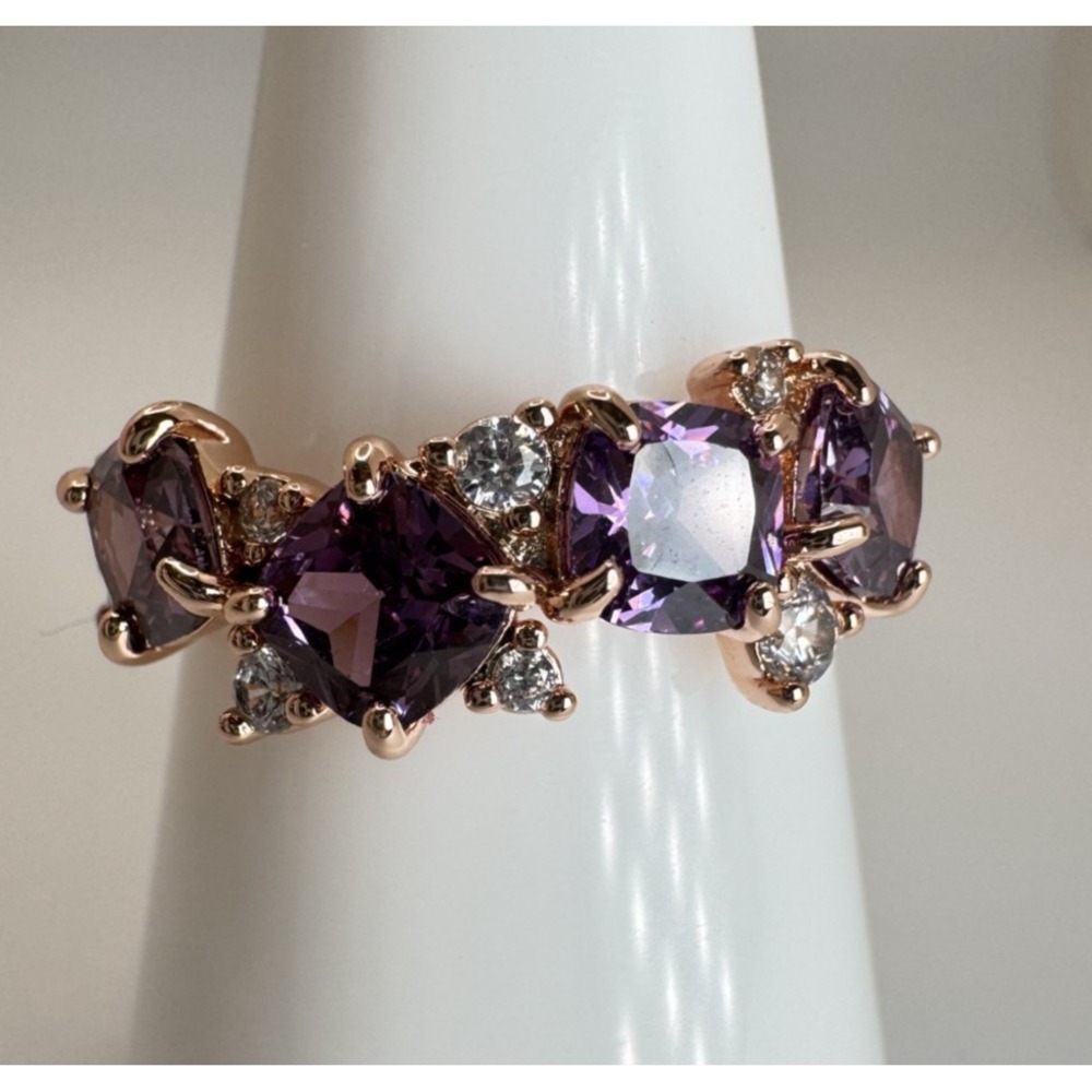 Ring Bomb Party RBP6998 Heaven is Here Amethyst CZ Rose Gold Plated Ring Size 9